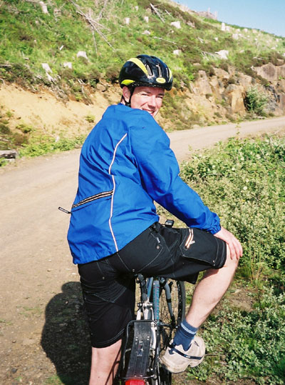 Cycling along track beside Loch Frisa
