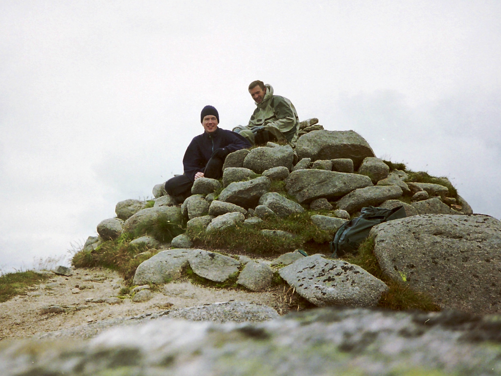 Iain and Laurent - Summit cairn of Stob Coir' an Albannaich